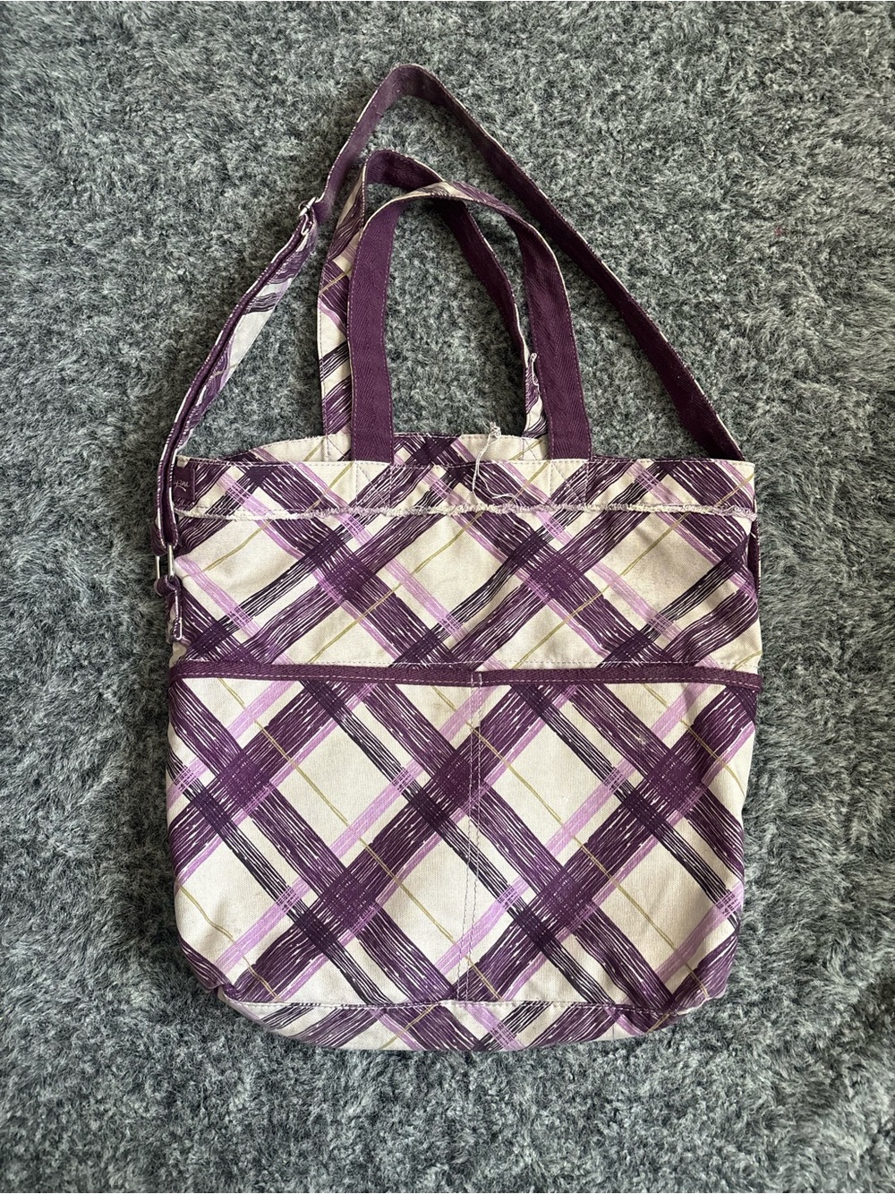 Retro Metro Purple Plaid Tote Bag